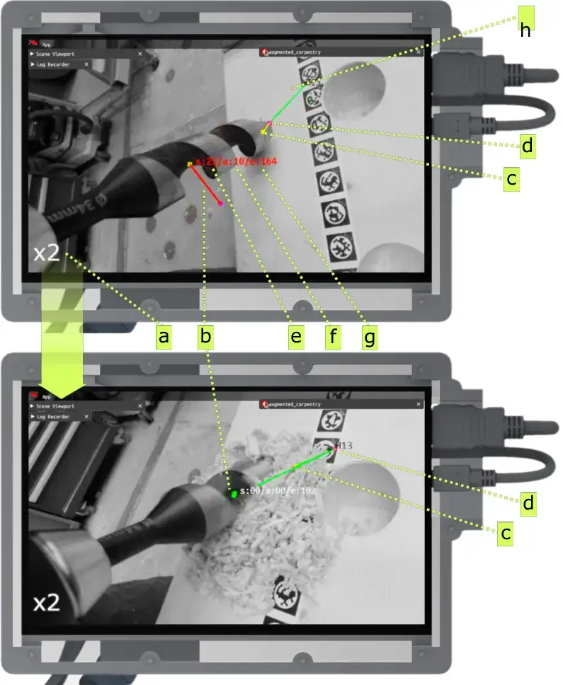 Interface de guidage d’un perçage avec point de départ et orientation