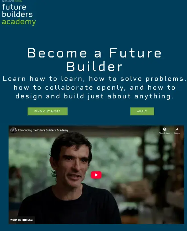 Présentation de la Future Builders Academy d’Open Source Ecology