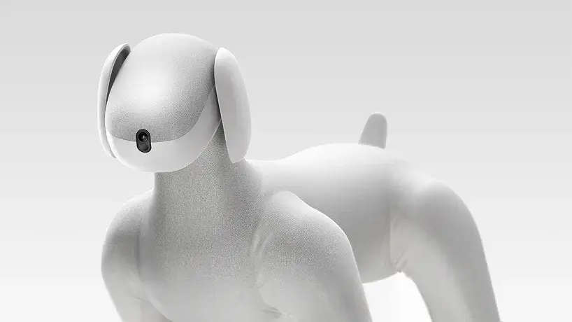 Concept Lassie, robot quadrupède recouvert d’une housse textile claire et douce