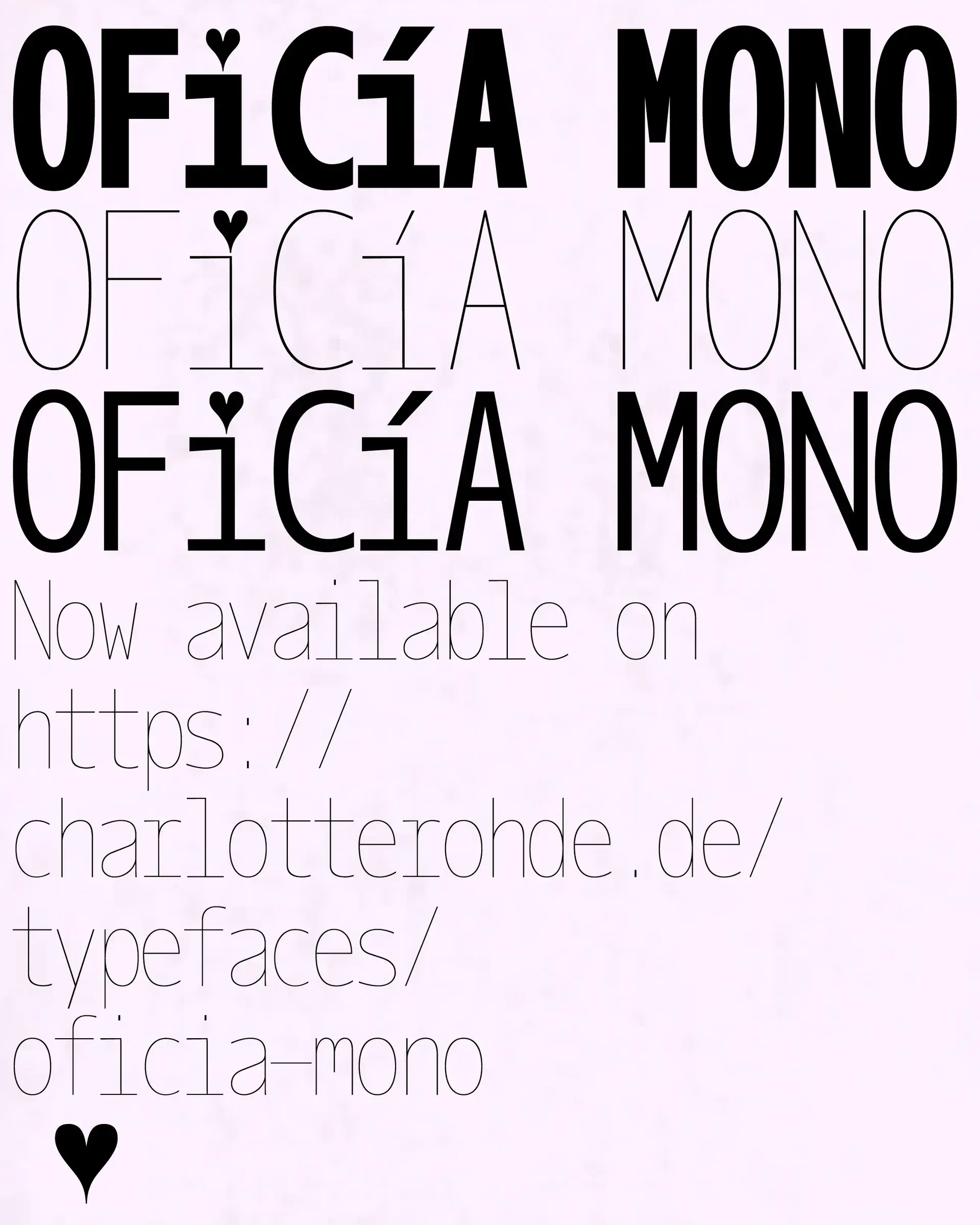 Visuel de campagne typographique pour Oficía Mono