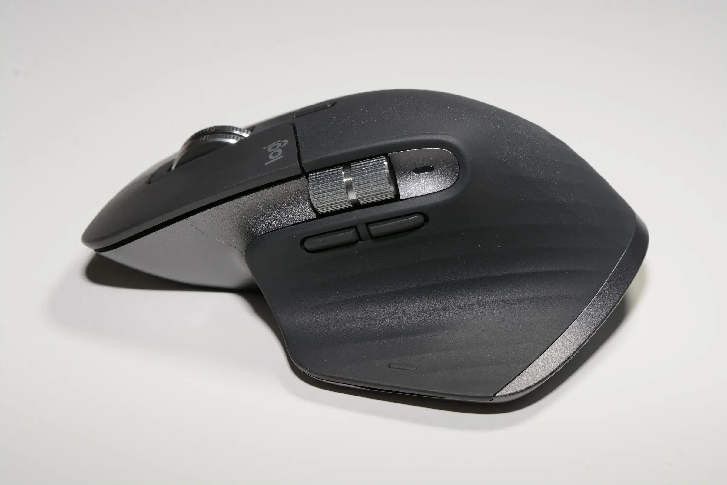 Close-up photograph of a Logitech MX Master 3S mouse