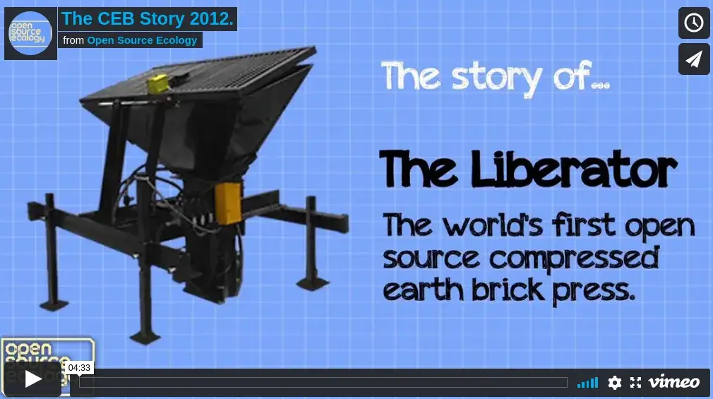 Presse à blocs de terre compressée d'Open Source Ecology et blocs produits