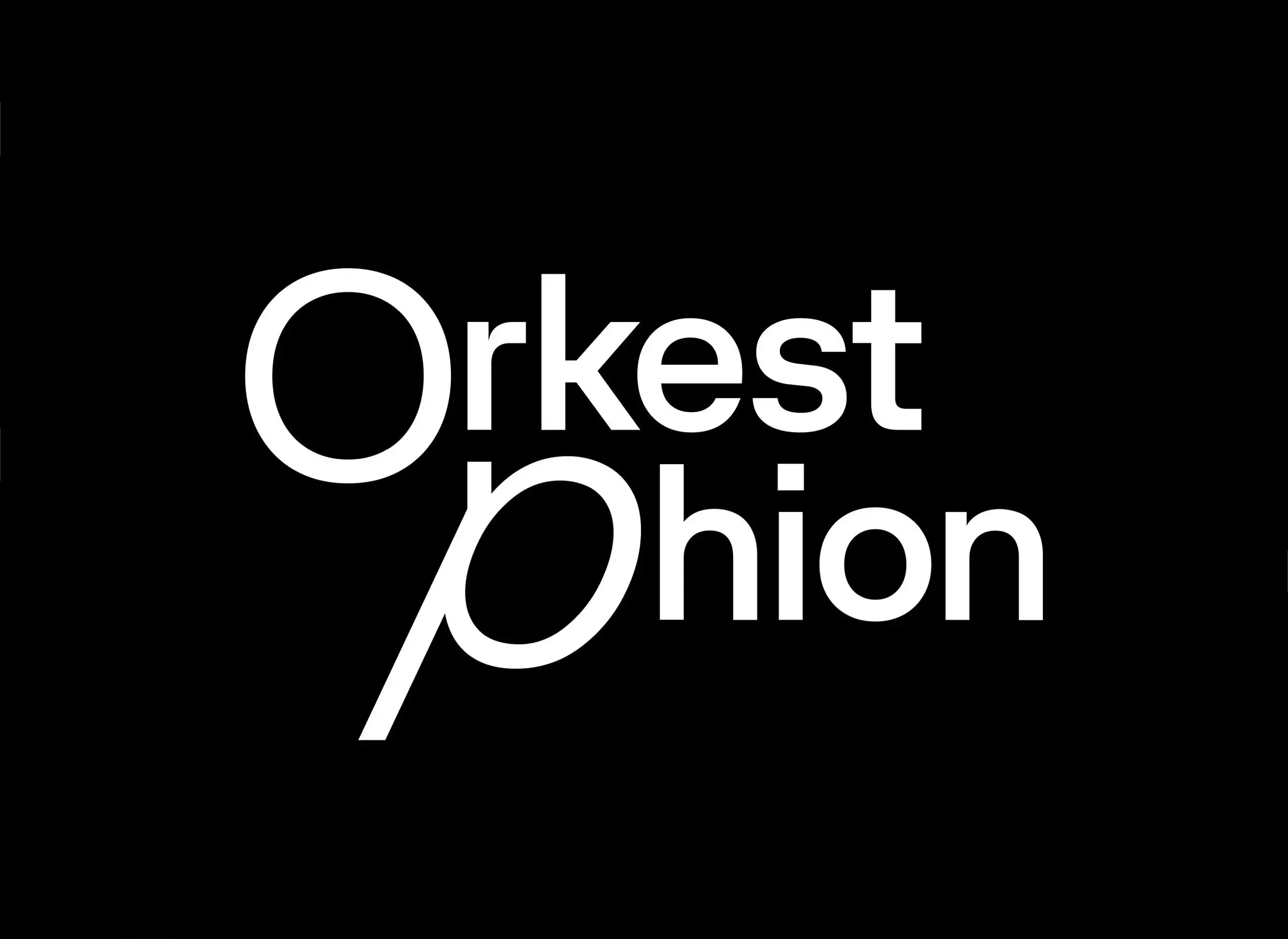 Logo Orkest Phion composé en GT Planar, lettres inclinées sur la ligne