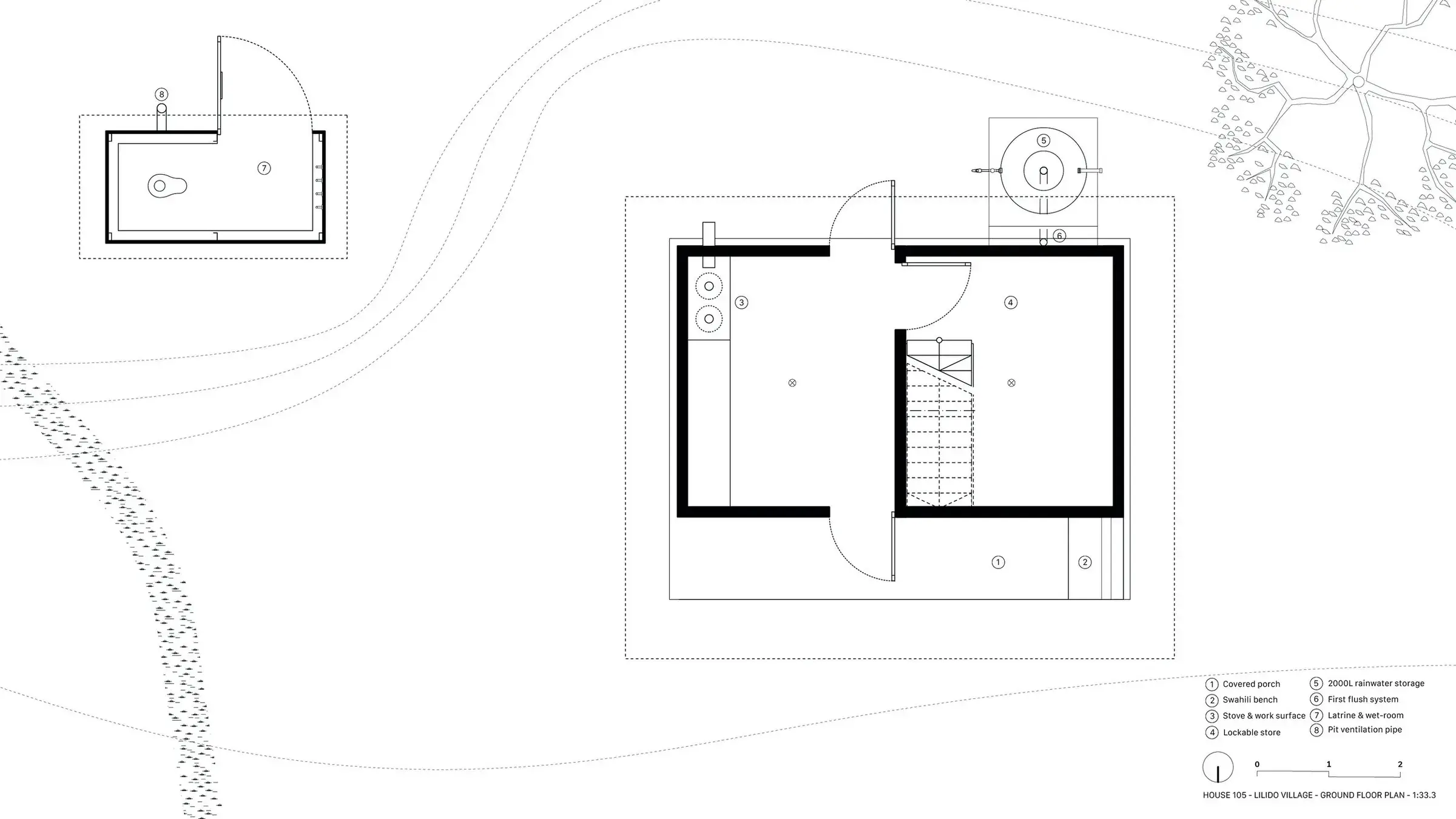 Plan du rez-de-chaussée d’une Star Home montrant cuisine, stockage et circulation