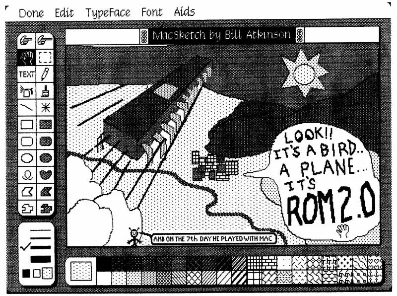 Capture ancienne de MacPaint pendant le développement du Macintosh