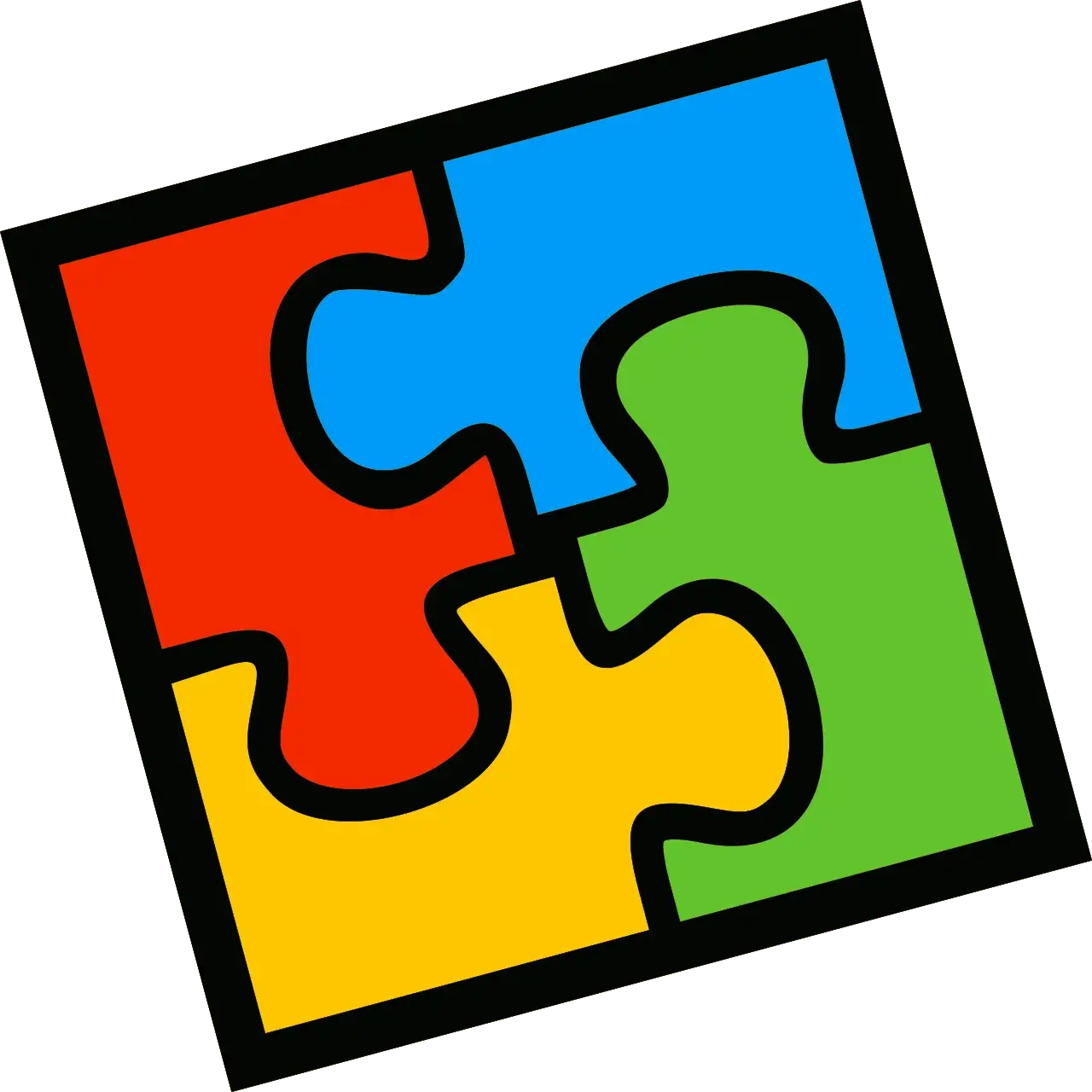 Logo historique de Microsoft Office 95 et 97 composé de quatre pièces de puzzle colorées